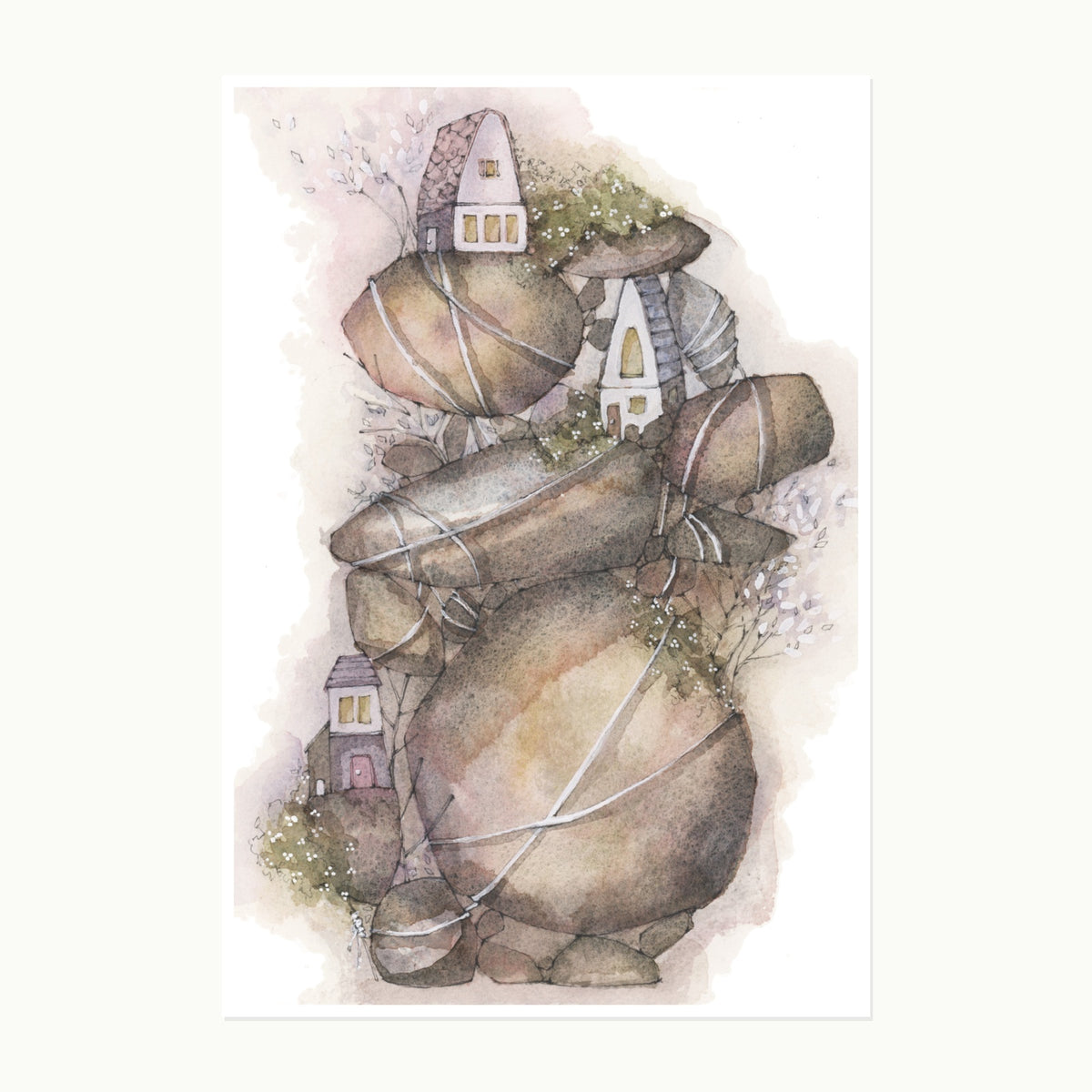 Stonesfell original start-to-finish watercolor, pencil, and ink illustration by Danielle Donaldson
