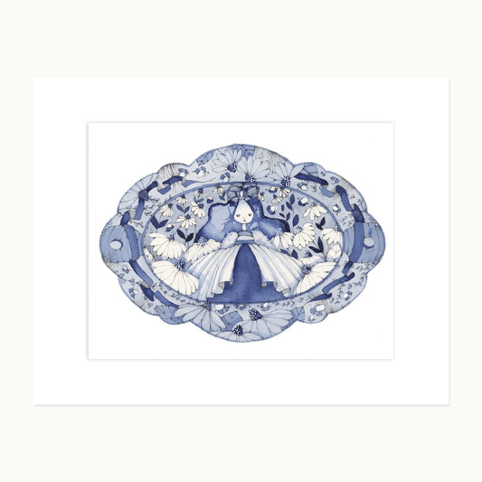 Original Tildablue watercolor, pencil, and pen-and-ink illustration from the Willablue collection